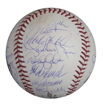2001 American League Champion New York Yankees Team Signed World Series Selig Baseball With 34 Signatures (JSA)